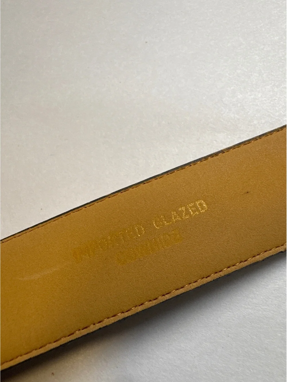 Vintage Gray Leather Belt Gold Brass Buckle Minimalist Classic size 40